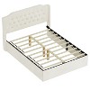 TIRAMISUBEST Queen Size Upholstered Floor Bed Frame with Crystal Accents, Velvet Platform Bed with Wingback Headboard - 4 of 4