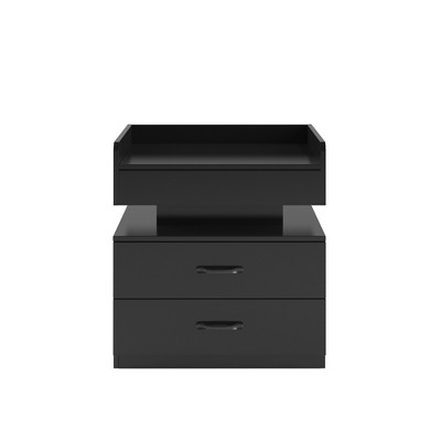 TiramisuBest 1 Set Nightstand with AdjusTable LED Strip Light, 2-drawers, Large Storage Space, SuiTable with Black for Nightstands