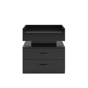 TiramisuBest 1 Set Nightstand with AdjusTable LED Strip Light, 2-drawers, Large Storage Space, SuiTable with Black for Nightstands - 1 of 4