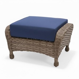 Covers&All Sorento Ottoman with Fieldstone Wicker and Sunbrella Cushion, 20 in L x 30 in W x 16 in H - 1 of 4