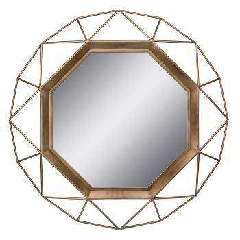 28.3" x 28.3" Metal Octagon Decorative Mirror Antique Gold - Stonebriar Collection