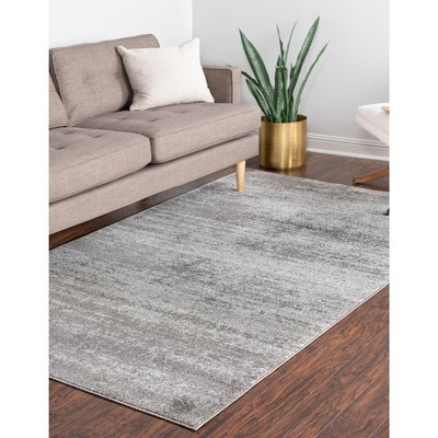 Elysian Gray Solid Synthetic 9' x 12' Easy-Care Area Rug