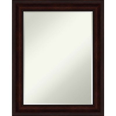 Amanti Art Coffee Bean Brown Petite Bevel Bathroom Wall Mirror 29 x 23 in.