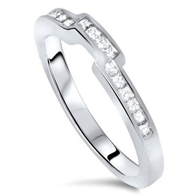 Pompeii3 3/8ct Princess Cut Curved Diamond Ring 14k White Gold