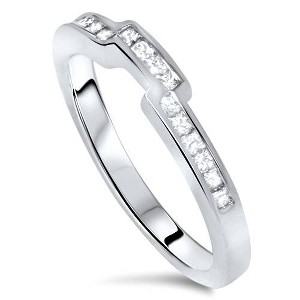 Pompeii3 3/8ct Princess Cut Curved Diamond Ring 14k White Gold - 1 of 2