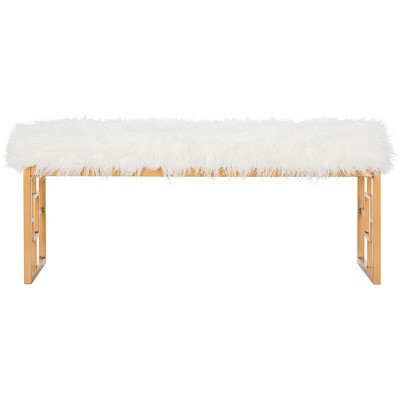 Mera Faux Lamb Bench - White - Safavieh