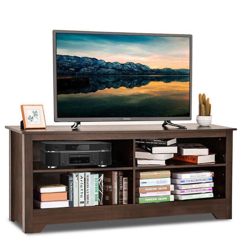 Costway 58'' TV Stand Entertainment Media Center Console Wood Storage Furniture Espresso, 1 of 11