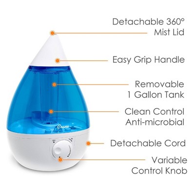 Blue and White Ultrasonic Cool Mist Humidifier with 1 Gallon Tank