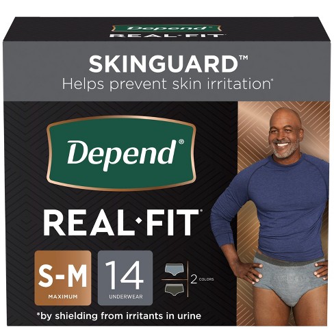 Depend Real Fit Incontinence Underwear For Men - Maximum Absorbency - S/m -  Black & Gray - 14ct : Target