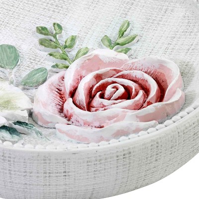 Off-White Floral Resin Vanity Tray with Peonies