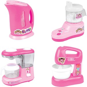 JuzToys Pretend Play Kitchen Appliances Toy Set for Kids – Juicer, Mixer, Coffee Machine, Kettle with Realistic Sounds – Pink - 1 of 4