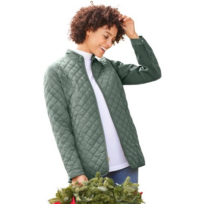 Woman Within Plus Size Zip-Front Quilted Jacket