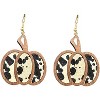 Wooden Pumpkin & Leopard Cowhide Dangle Earrings - Handmade Lightweight Halloween & Thanksgiving Drop Jewelry for Women - 3 of 4