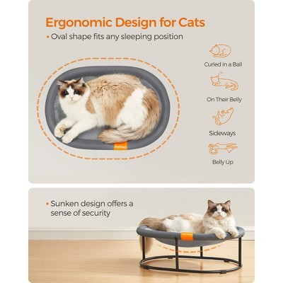 Gray Oval Elevated Cat Bed with Washable Mesh