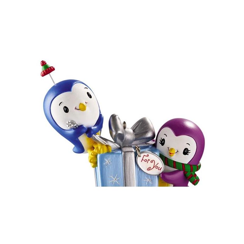 Carlton Cards 3.25" Heirloom Polar Pals Chitter and Chatter Christmas Ornament - White/Blue, 1 of 3