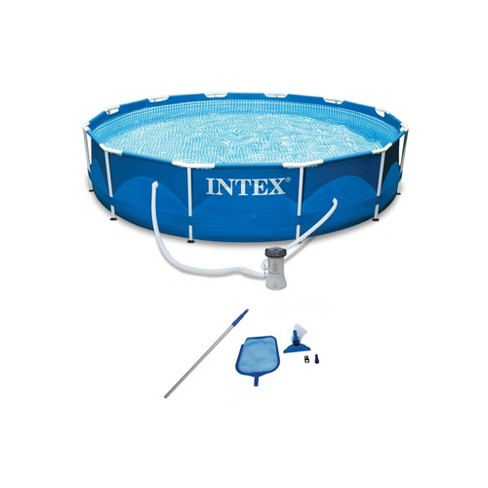 Intex 12' X 2.5' Round Pool W/ Filter Pump & Pool Cleaning Kit W ...