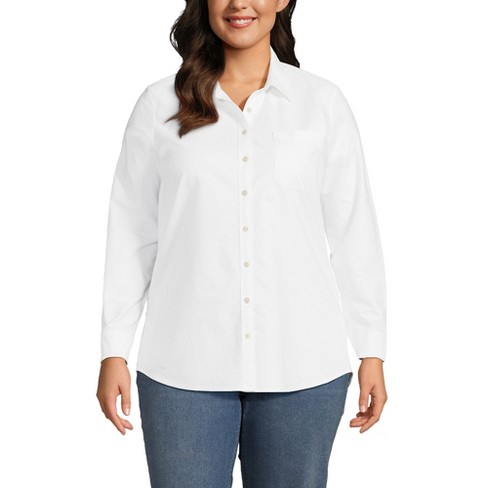 Lands' End Women's Plus Size Oxford Shirt - 2x - White : Target