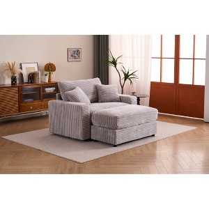 Single Corduroy Sleeper Chair with Removable Ottoman and Lounge Sofa Bed for Living Room - 1 of 4