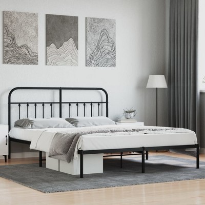 vidaXL Metal Bed Frame with Headboard Black 72 in.x83.9 in. California King