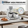 20 Bar Pressure Stainless Steel Espresso Machine with Grinder, 2.8L Removable Water Tank, Milk Frother Steam Wand for Latte/Cappuccino - 3 of 4