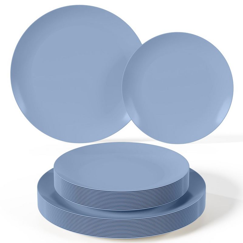 Trendables Disposable Plastic Dinnerware Set 80 Pieces Plastic disposable plates- Serves 40- Includes 40 x 8" Dessert Plates & 40 x 10" Plastic Dinner Plates, 1 of 9