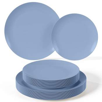 Trendables Disposable Plastic Dinnerware Set 80 Pieces Plastic disposable plates- Serves 40- Includes 40 x 8" Dessert Plates & 40 x 10" Plastic Dinner Plates