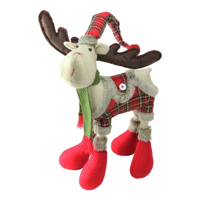 Northlight 25" Nordic Red and Green Plaid Reindeer Christmas Tabletop Figurine