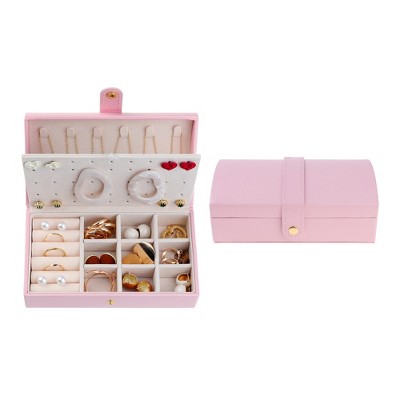 Unique Bargains Travel PU Leather Jewelry Storage Display Holder