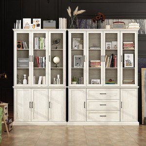 FUFU&GAGA Grey Modular Display Cabinet, Any Matching Assembly, Large Capacity Storage, Tempered Glass Door Showing Quality - 1 of 4