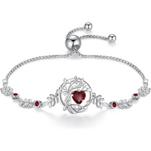 Tree of Life Birthstone Bracelet, Sterling Silver Charm Bracelet with Gemstone, Anniversary Birthday Christmas Gift for Women - 1 of 4