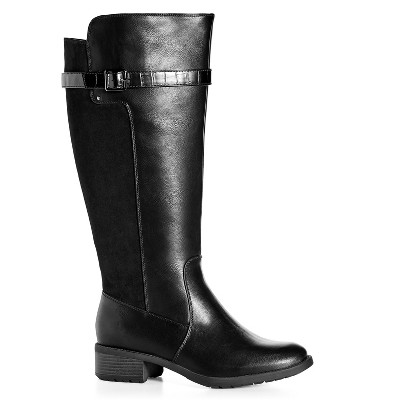 evans black knee high boots