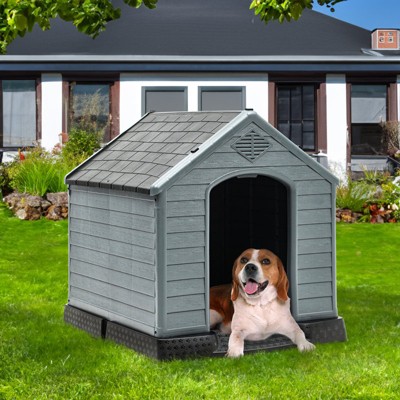 Plastic Portable Dog House ¨C Weatherproof, Lightweight Pet Shelter for Medium & Large Dogs, Indoor/Outdoor Use