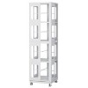 White 4-tier all-steel rotating bookcase with 360° rotating wheels, large capacity, sturdy and durable bookcase - 2 of 4