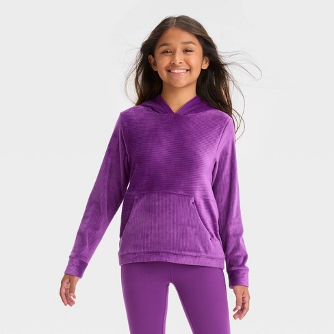 Girls' Velour Hoodie - All In Motion™ Purple M