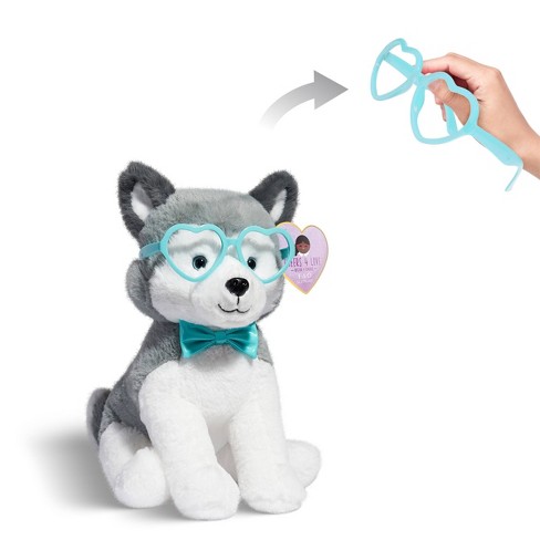 FAO Schwarz 12" Sparklers Husky with Removable Red Heart Glasses Toy Plush - image 1 of 4