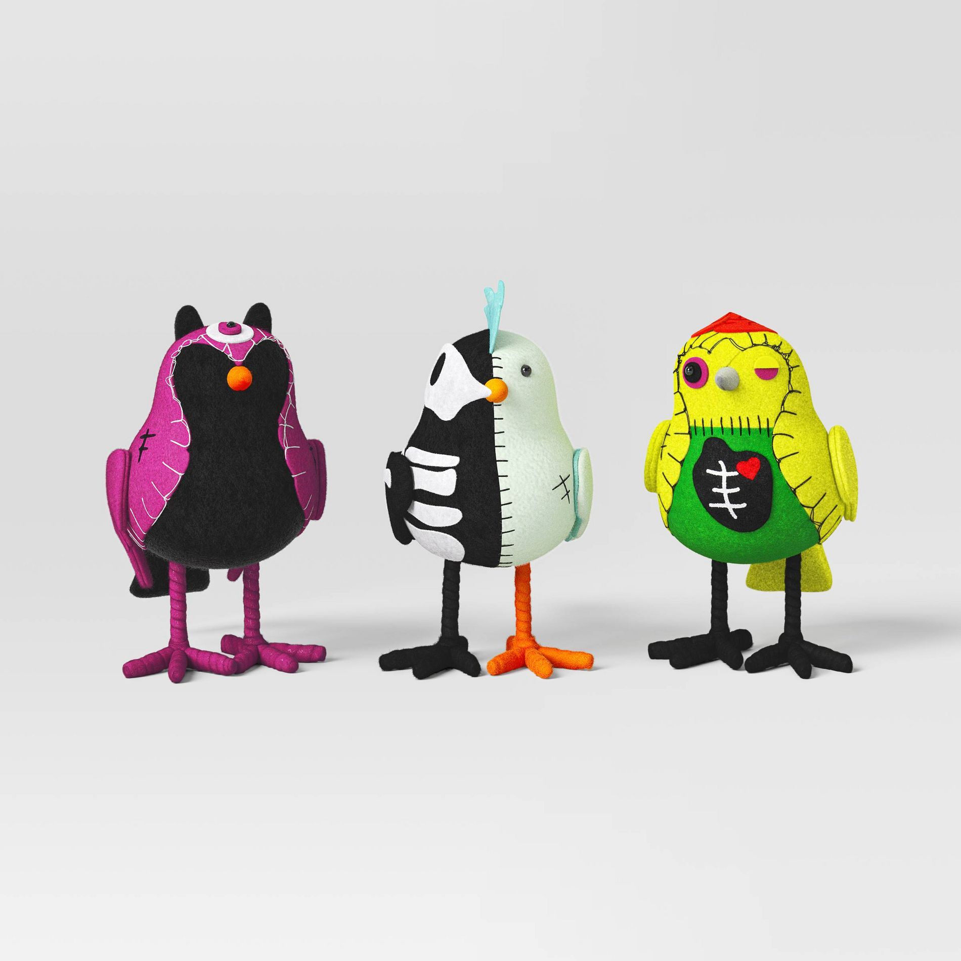 Featherly Friends™ 3pk 'Skelly + Stitch + Seeker' 2017 Anniversary Bird Fugurines - Hyde and EEK! Boutique™