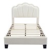 Twin/Full Size Upholstered Platform Bed with Adjustable Headboard and LED Light, White/Pink-ModernLuxe - 4 of 4