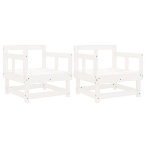vidaXL Solid Pine Wood Patio Chairs – Outdoor Garden Lounger Couch Furniture Set, 2 Pcs, White, 25.2"x24"x24.4" - 1 of 4