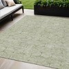 Artichoke Green And Ivory Geometric Washable Indoor Outdoor Area Rug - 2 of 4