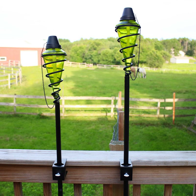 Sunnydaze Outdoor Adjustable Height Glass and Metal Swirl Patio and Lawn Torch Set, 5 of 11
