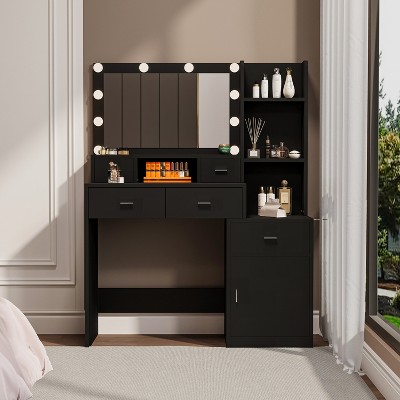 DOMETOUR Newly designed smart mirror dressing table with drawers and storage cabinet, dressing table with dressing pad for bedroom, dressing room