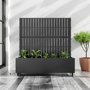 Dovelina Iron Black Arch Mobile Planters Planting Box Trellis for Climbing Plants - 1 of 4