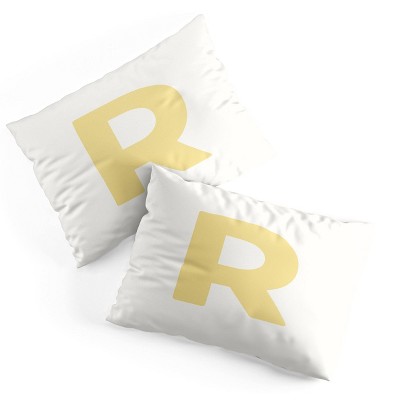 Deny Designs Standard April Lane Art Block Yellow Monogram R Microfiber Printed Pillow Sham