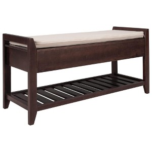 Shoe Rack Bench for Entryway, Wooden Shoe Bench with Cushion Seating and 2 Storage Drawers - 1 of 4