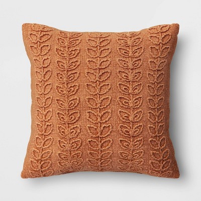 Stone Washed Botanical Square Throw Pillow Rust - Threshold™