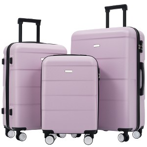 YONWAY 3 Piece Hardshell Luggage Sets, Aviation Certified Carry-on Suitcase, With Double Spinner Wheels, Handle Password Lock - 1 of 4