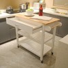 Kitchen Island & Kitchen Cart, Mobile Kitchen Island with Two Lockable Wheels, Rubber Wood Top - 4 of 4