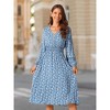 Seta T Women's Fall Casual Long Sleeve V Neck Midi Floral Boho Flowy Dress - 3 of 4