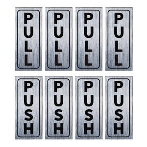 Unique Bargains PVC Self-Adhesive Waterproof Stores Shops Push Pull Door Sign 4 Set - 1 of 4
