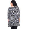 Women's Plus Size 3/4 Sleeve Printed Maji Tunic with Pockets - White Mark - 3 of 3
